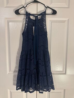 Speechless Navy Blue Lace Midi Dress